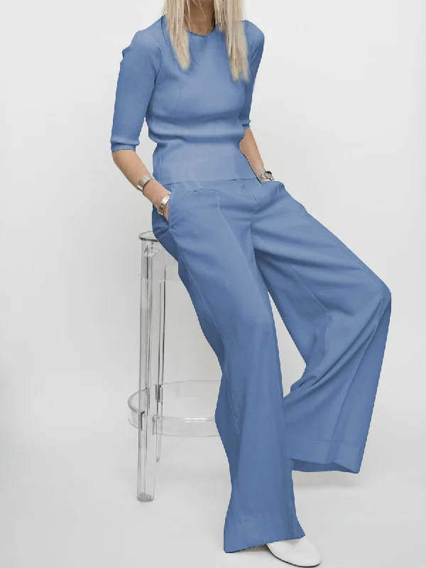 Simple Fashion Casual Top Pants Suit Trendy Wide-Leg Pants