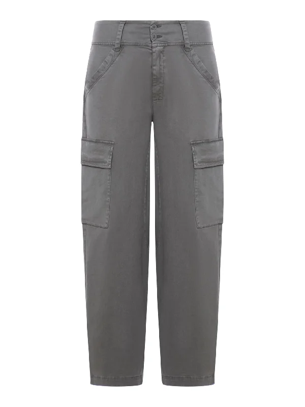 Stretch cotton satin cargo pants Wide-Legged Palazzos