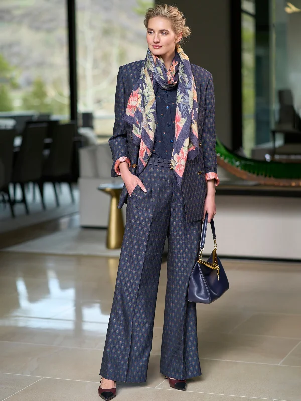 Remi Floral Jacquard Pant Elegant Trouser Pants