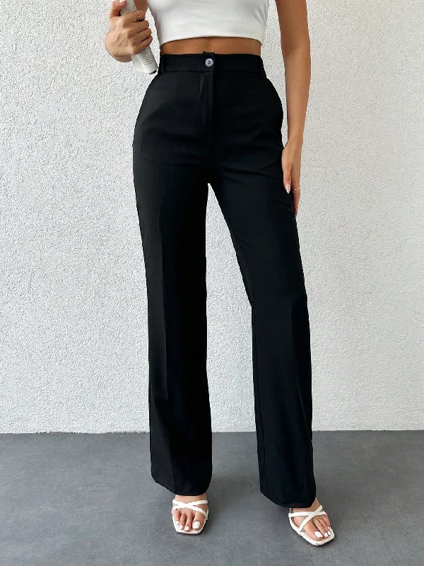 Everyday Straight leg High Waist Pants Stylish Paperbag Waist Pants