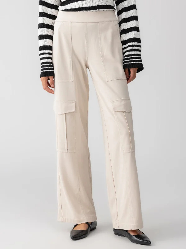 Ponte Travel Cargo Standard Rise Pant Toasted Almond Stretch Fit Pants