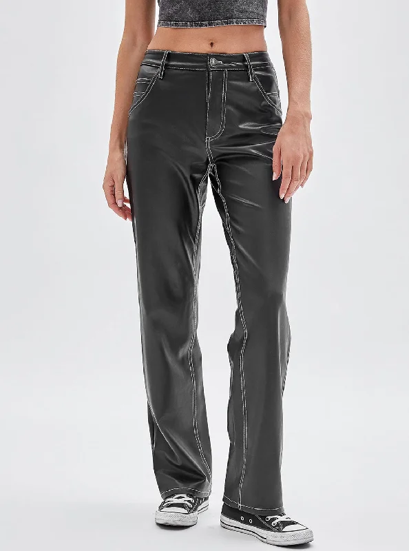 Guess Originals Black Faux Leather Carpenter Pants Relaxed Casual Leggings