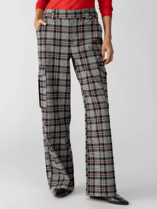 Gwen Cargo High Rise Pant Garnet Plaid Stylish Harem Pants