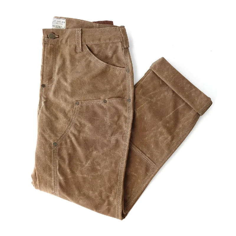 GN.05 Women's Waxed Canvas Fitted Work Pant - Brush Brown Classic Flared Pants