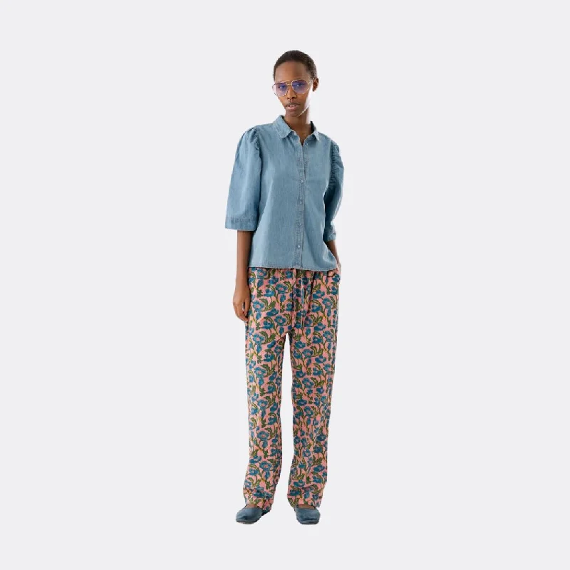 BillLL Pants (Flower Print) Comfortable Denim Trousers