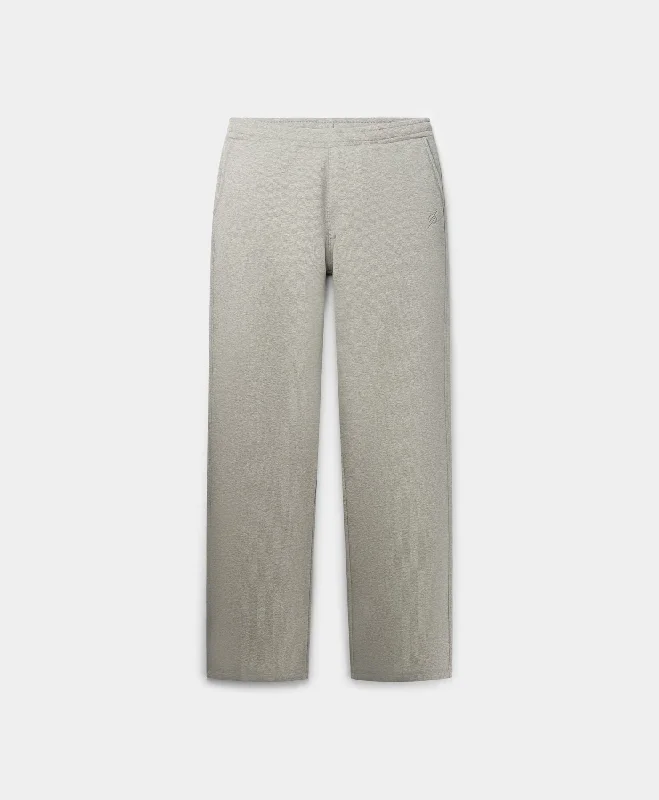 Grey Melange Mono Rib Pants Warm Wool Trousers