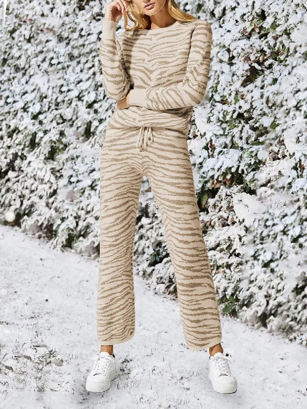 Loose Casual Top Pants Knitted Suit Cozy Knit Pants