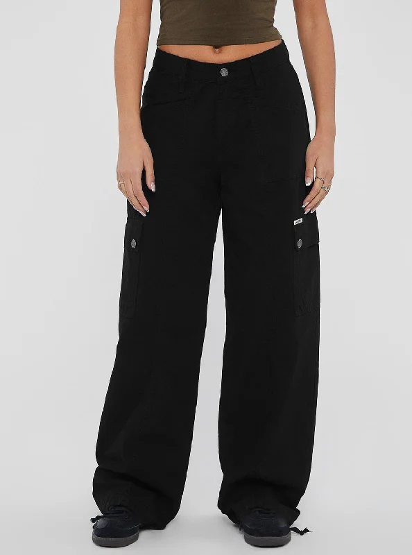 Guess Originals Black Utility Cargo Pants High-Waist Yoga Pants