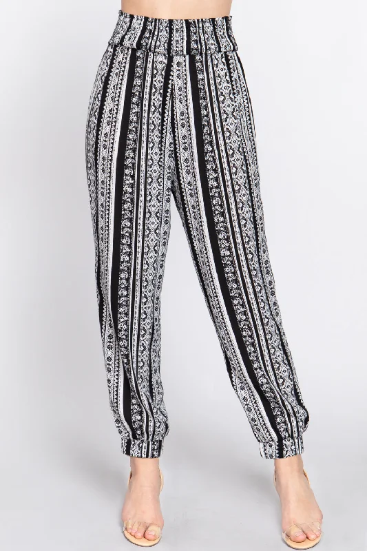 Printed Jogger Pants Stylish Paperbag Waist Pants