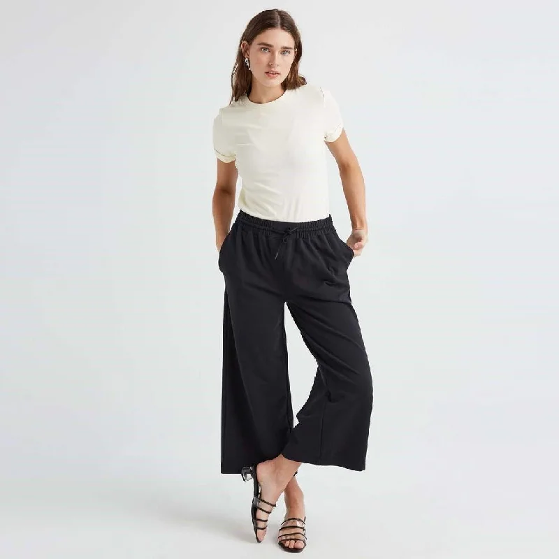 Terry Wide Leg Pant (Stretch Limo) High-Waist Trousers