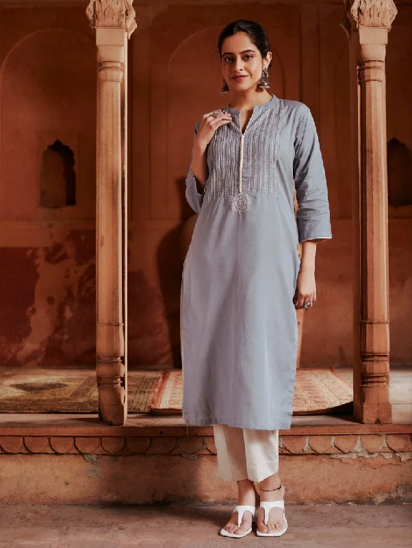 Embroidered Cotton Kurta Pants Set 3631 Trendy Velvet Pants