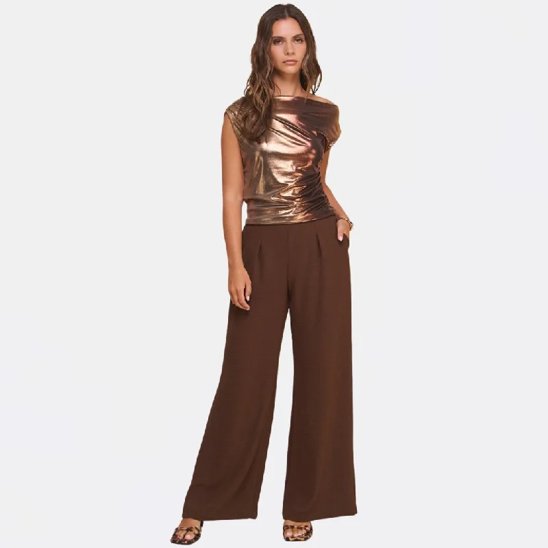 Flowy Pants Trendy High-Waist Trousers