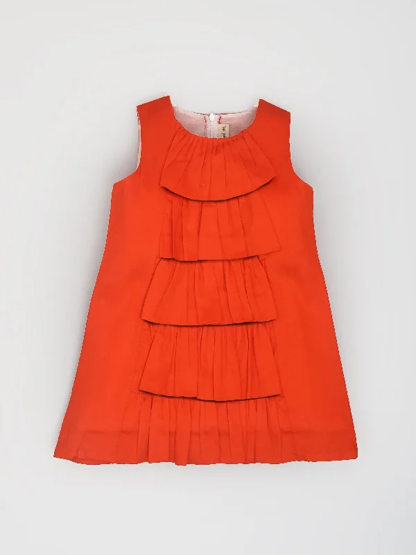 Tiger Orange Frill Front Panelled Dress