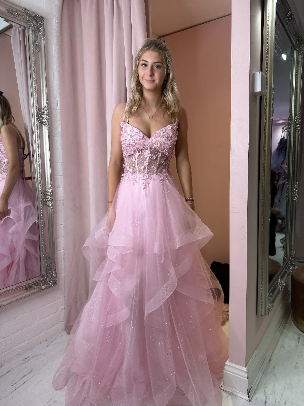 A-Line Pink Prom Dresses Princess Dress Formal Floor Length  cc871