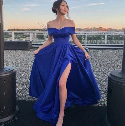 Off the Shoulder Royal Blue Prom Dresses C1053