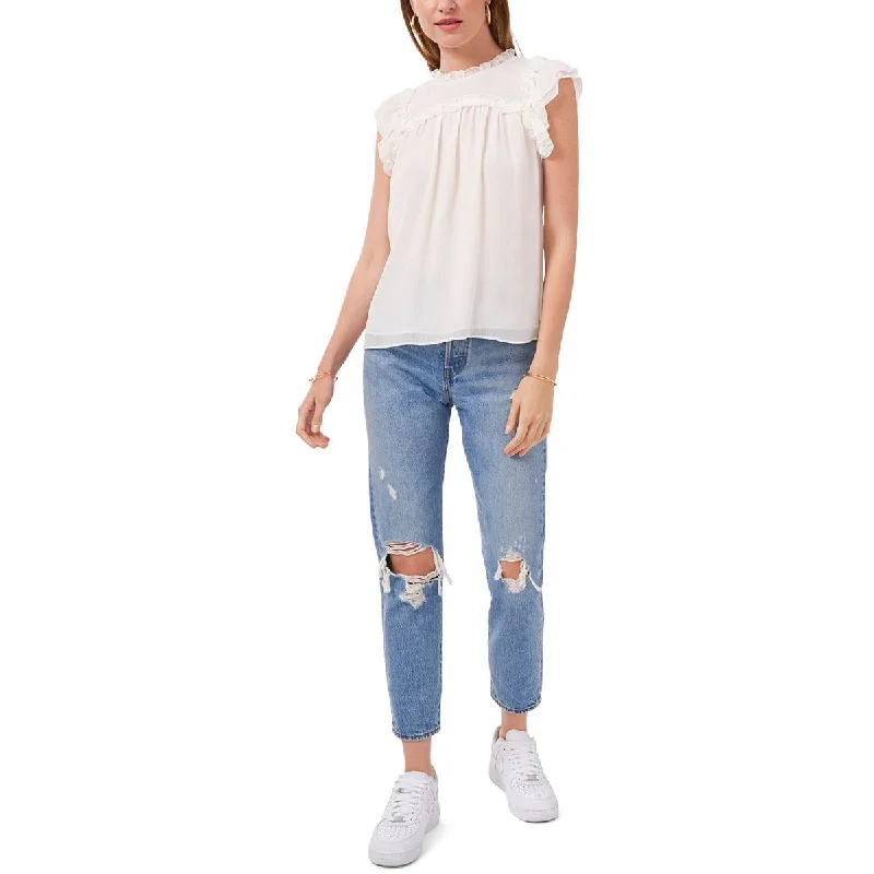 1.State Womens Ruffled Flutter Sleeves Blouse Smart Business Blouse