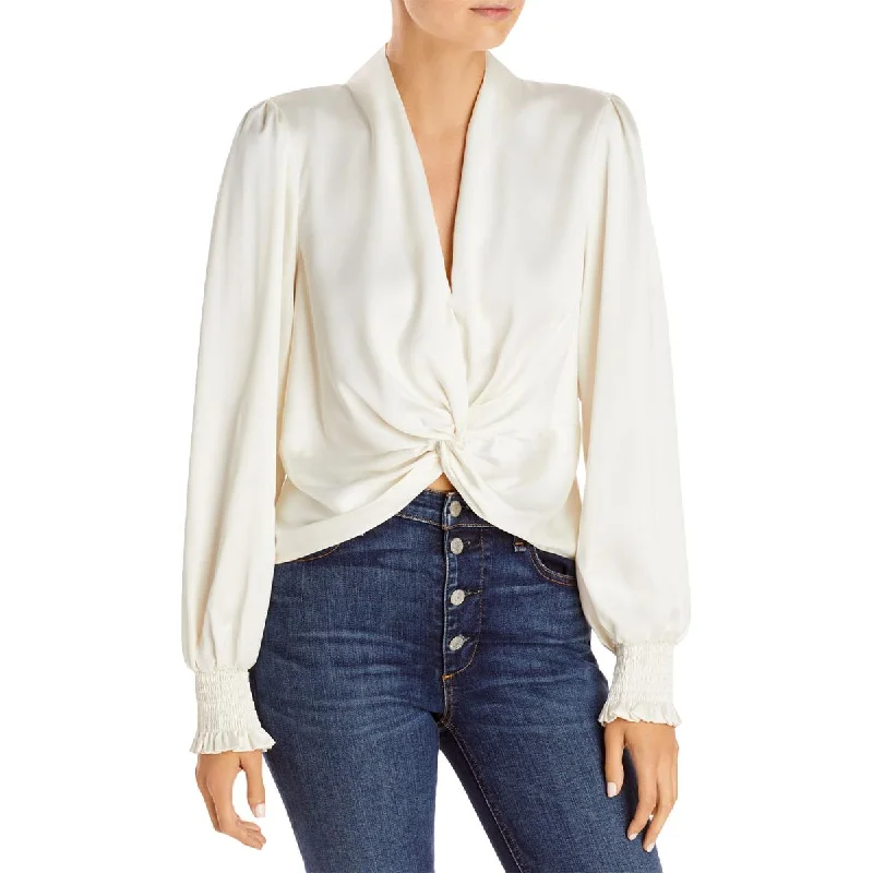 Aqua Womens Striped Knot Front Blouse Soft Modal Blouse