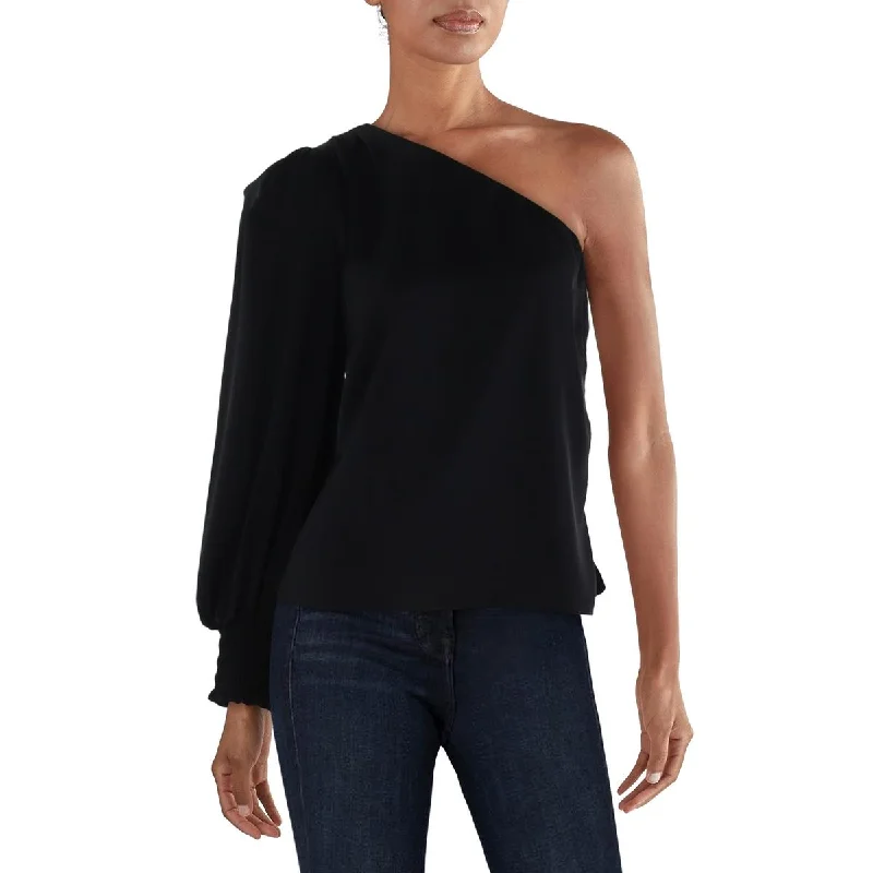 Avenue Womens Silk One Shoulder Blouse Lightweight Linen Blouse