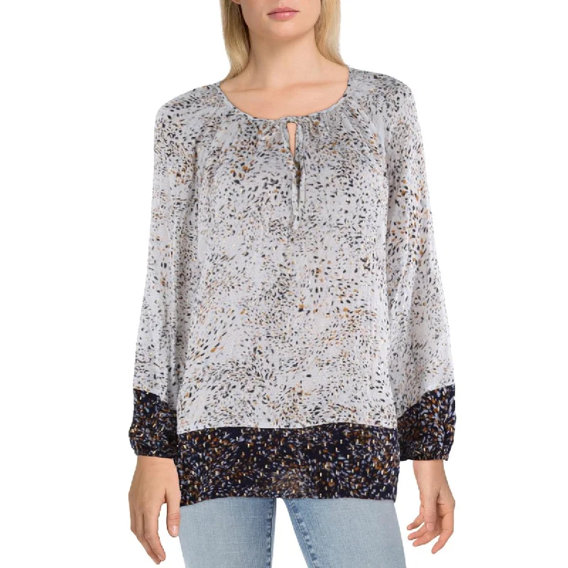 Belldini Womens Plus Metallic Printed Blouse Office-Ready Blouse