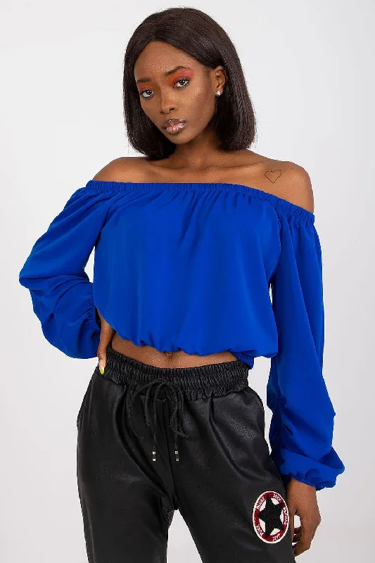 Blouse with a cut that reveals the shoulders Soft Knit Blouse