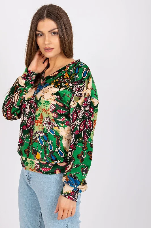 Blouse with long sleeves and a V neckline Casual Relaxed Fit Blouse