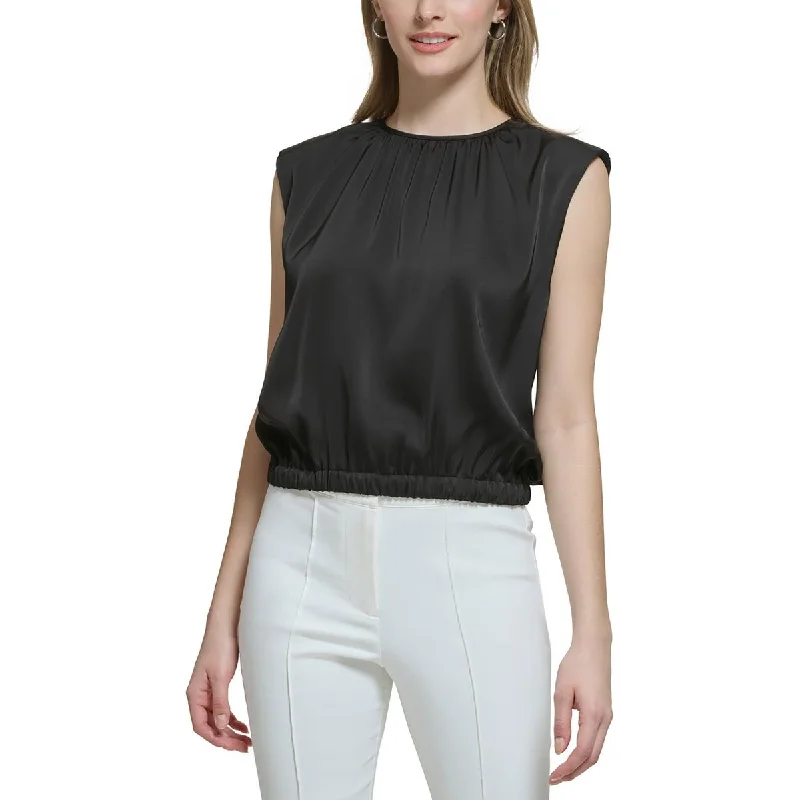 Calvin Klein Womens Shoulder Pads  Blouse Bell Sleeve Blouse