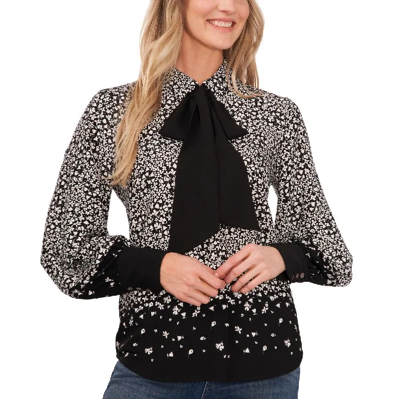 CeCe Womens Neck Tie Collared Blouse Romantic Lace Blouse