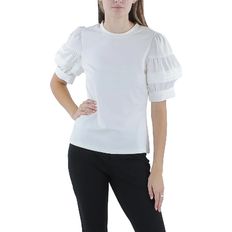 Gracia Womens Puff Sleeve Solid Blouse Stylish Wrap Blouse