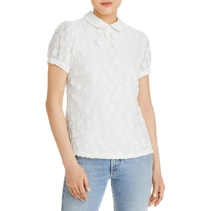 Karl Lagerfeld Paris Womens Heart Burnout Blouse Slim Fit Blouse