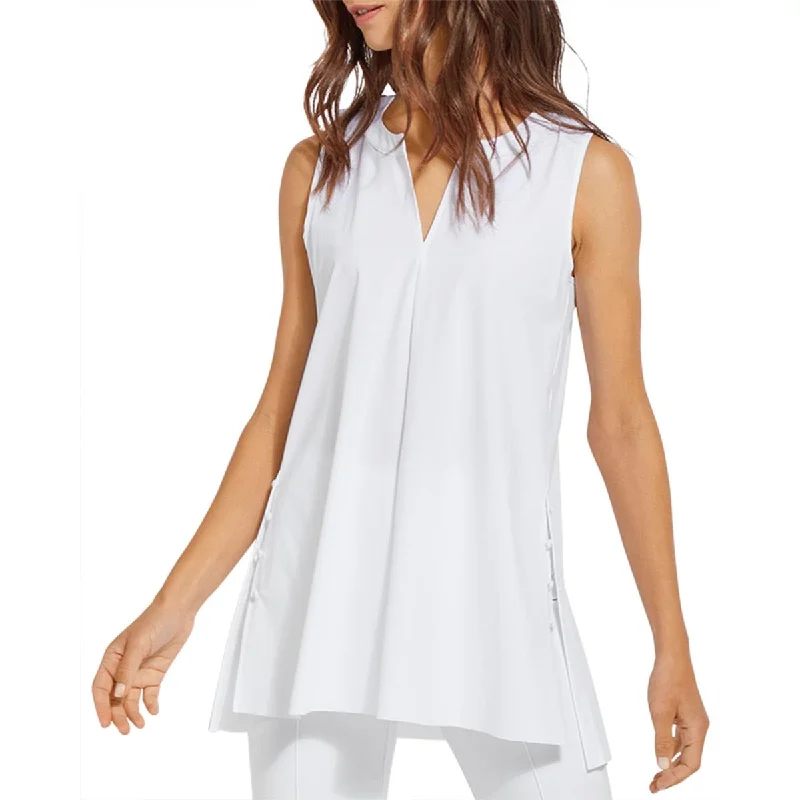 Lysse Womens Split Neck Sleeveless Blouse Chic Sleeveless Blouse