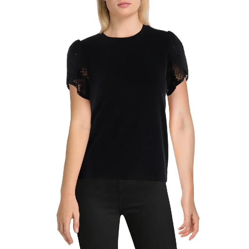 MICHAEL Michael Kors Womens Petites Lace Top Blouse Classic Minimalist Blouse
