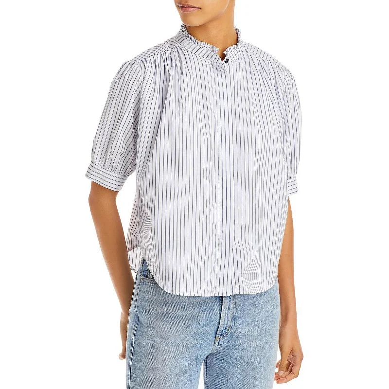 Rag & Bone Womens Ruffle Collar Short Sleeves Blouse Romantic Lace Blouse