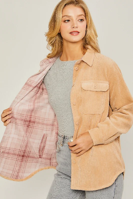 Reversible Shacket - Camel Lightweight Chiffon Blouse