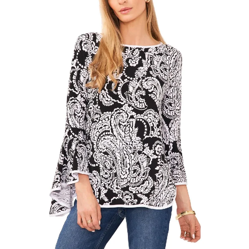 Sam and Jess Womens Paisley Bell Sleeve Blouse Loose Oversized Blouse
