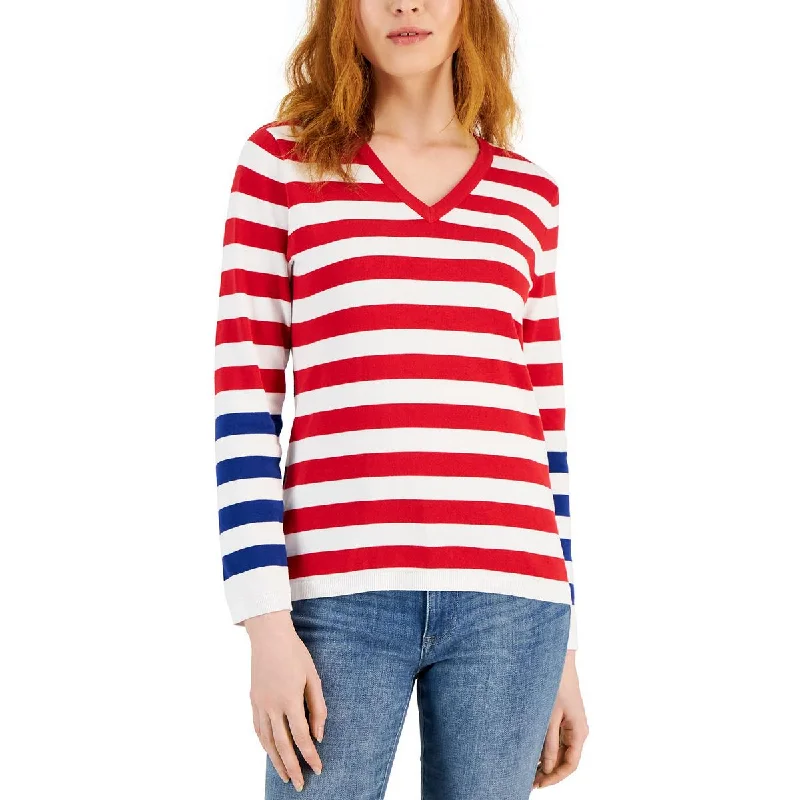 Tommy Hilfiger Womens Cotton Striped Blouse Elegant Silk Blouse