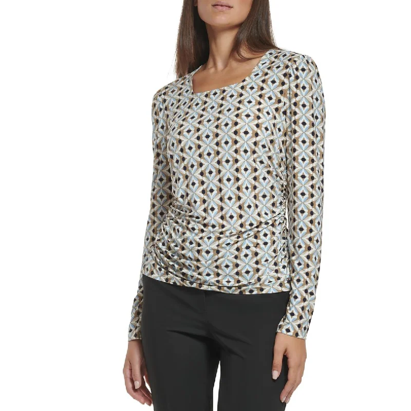 Tommy Hilfiger Womens Printed  Blouse Versatile Layering Blouse
