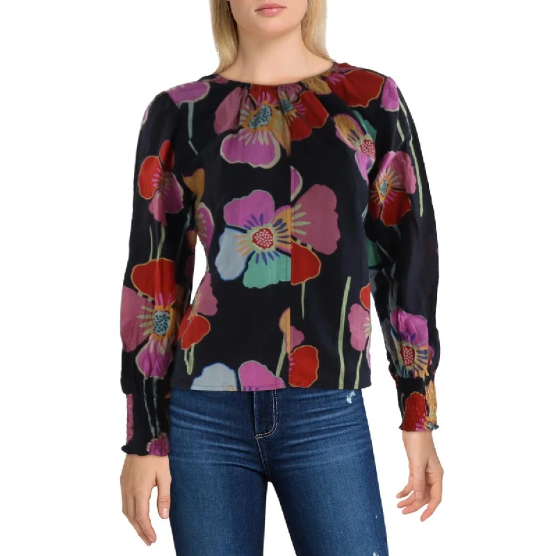 VELVET BY GRAHAM & SPENCER Womens V Neck Floral Blouse Chic Sleeveless Blouse