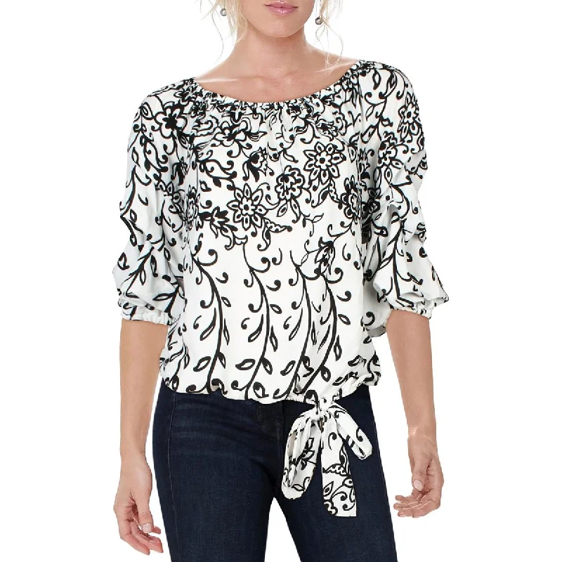 Vince Camuto Womens Boatneck Tie fro Blouse Mandarin Collar Blouse