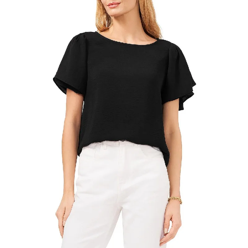 Vince Camuto Womens Crinkle Boatneck Blouse Soft Knit Blouse
