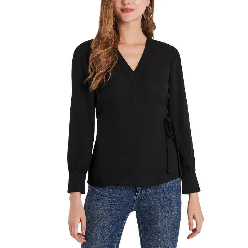 Vince Camuto Womens Knot-Front Crop Blouse Classic Minimalist Blouse