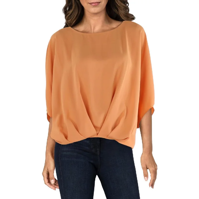 Vince Camuto Womens Pleated Batwing/Dolman Sleeve Blouse Pleated Collar Blouse