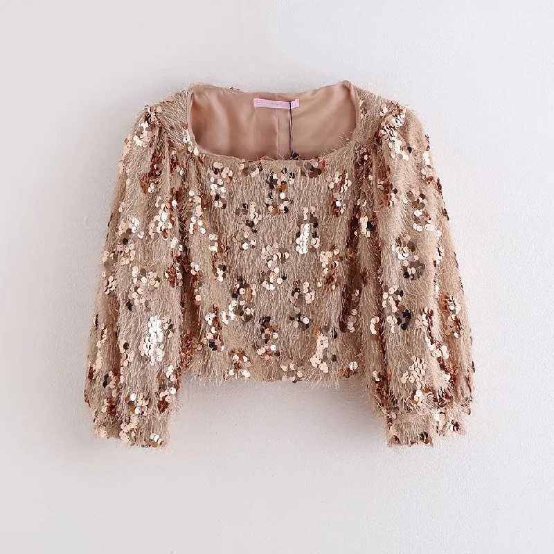women high street sequins embroidery casual short blouses ladies patchwork chic lantern sleeve shirt tassel blusas tops LS4241 Short Sleeve Blouse