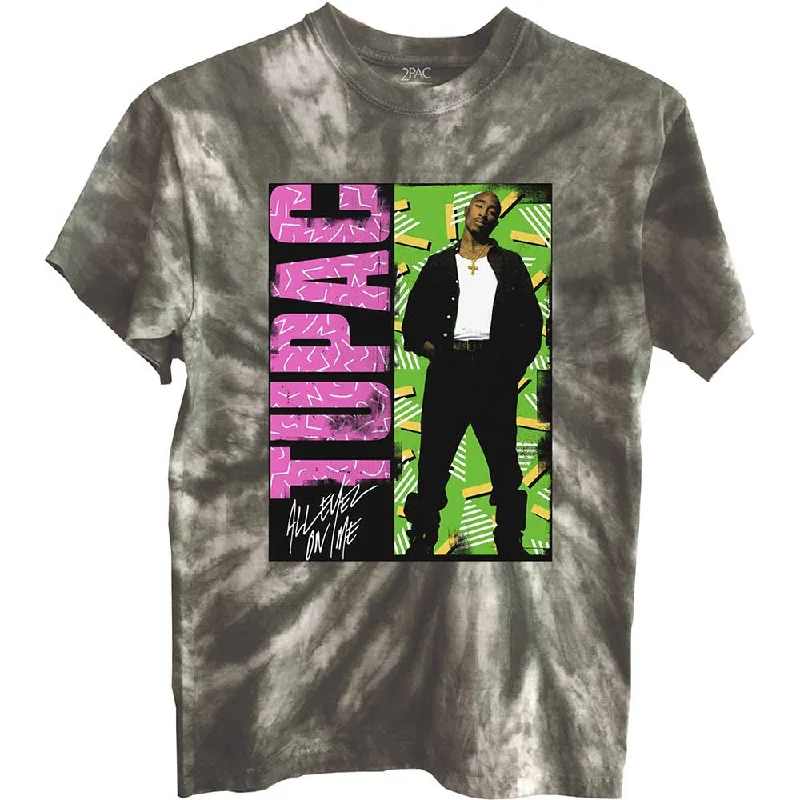 Tupac | Official Band T-Shirt | All Eyez On Me (Dye-Wash) Print Jacquard Patchwork