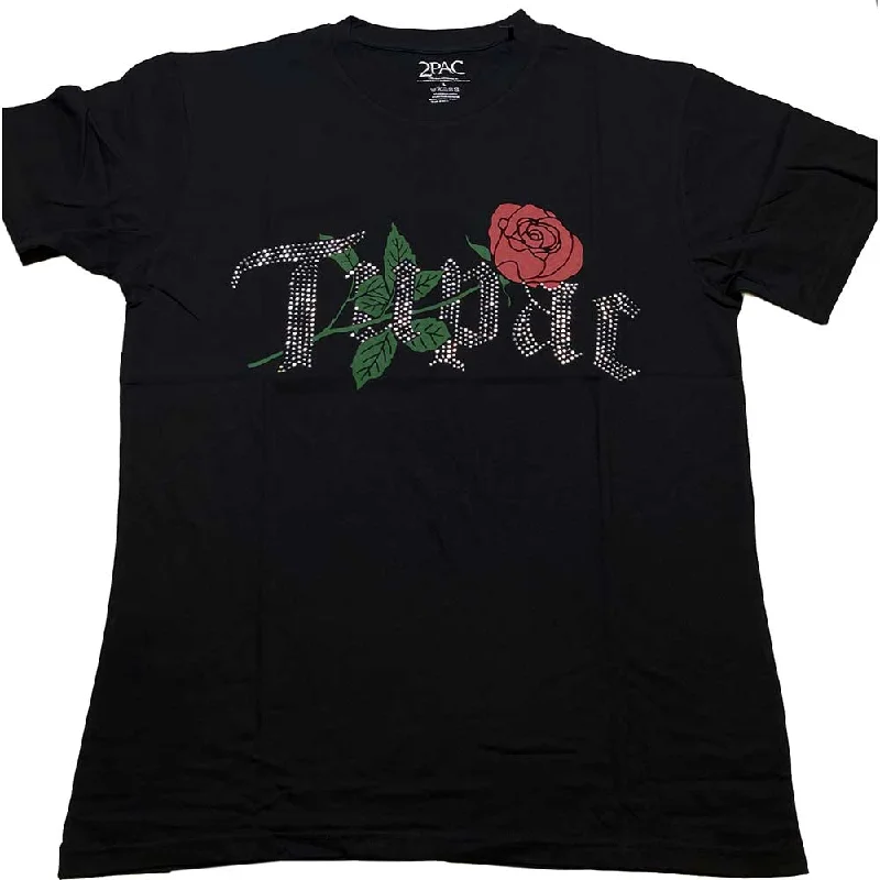 Tupac | Official Band T-Shirt | Rose Logo (Diamante) Terry Blend Velvet Blend Canvas Blend Tupac | Official Band T-Shirt | Rose Logo (Diamante) Terry Blend Velvet Blend Canvas Blend