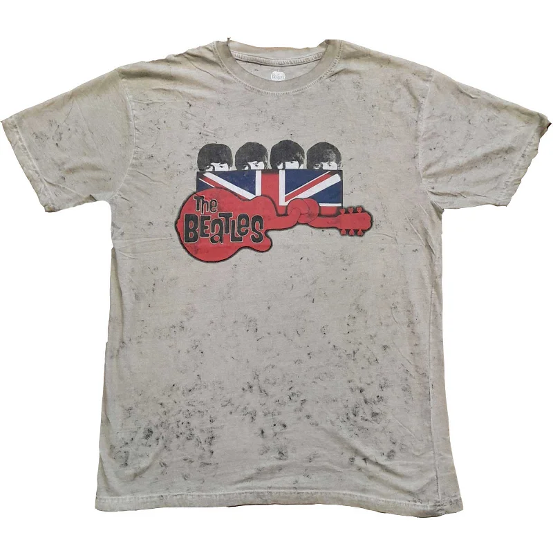 The Beatles | Official Band T-Shirt | Guitar & Flag (Wash Collection) Zippered Front Buttoned Front Snap Front The Beatles | Official Band T-Shirt | Guitar & Flag (Wash Collection) Zippered Front Buttoned Front Snap Front