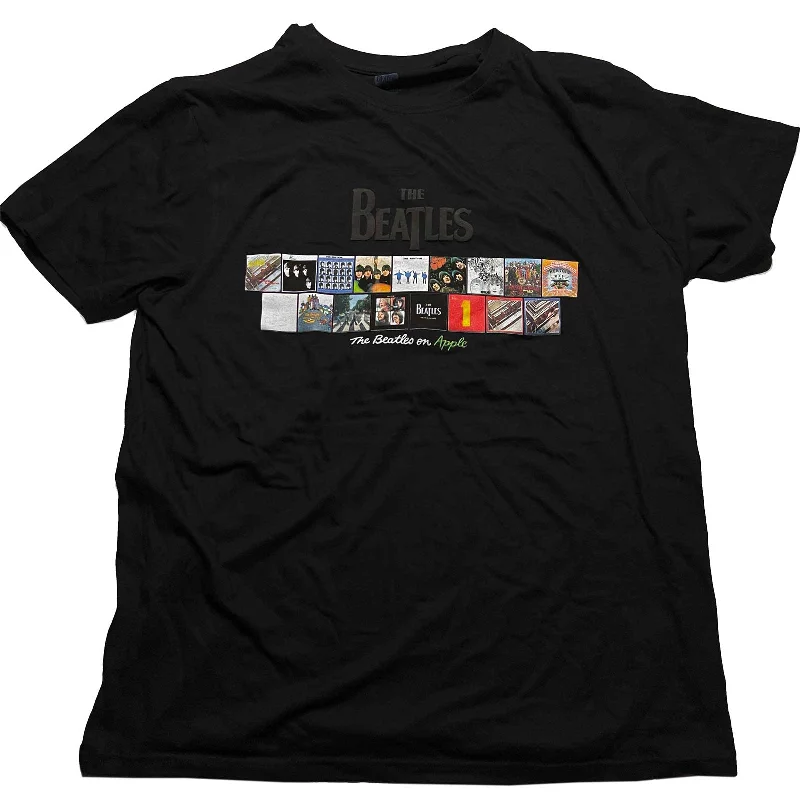 The Beatles | Official Band T-Shirt | Albums on Apple (Puff Print) Hooded Caped Shawl Collar The Beatles | Official Band T-Shirt | Albums on Apple (Puff Print) Hooded Caped Shawl Collar