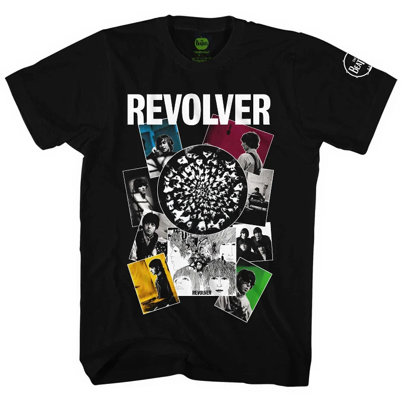 The Beatles | Official Band T-Shirt | Revolver Montage Beaded Sequined Faux Fur