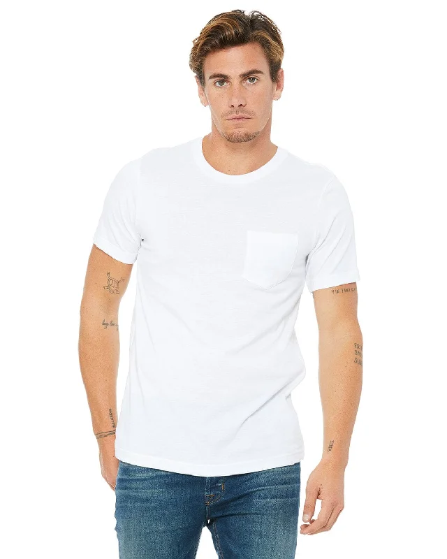 Bella+Canvas Jersey Pocket T-Shirt | White Solid Color Striped Floral