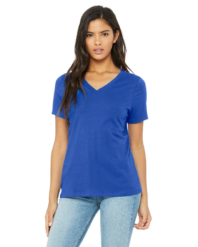 Bella+Canvas Ladies Missy V-Neck T-Shirt | True Royal Houndstooth Herringbone Solid