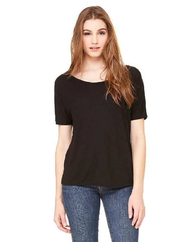Bella+Canvas Ladies Slouchy T-Shirt | Black Spandex Blend Rayon Blend Denim Blend